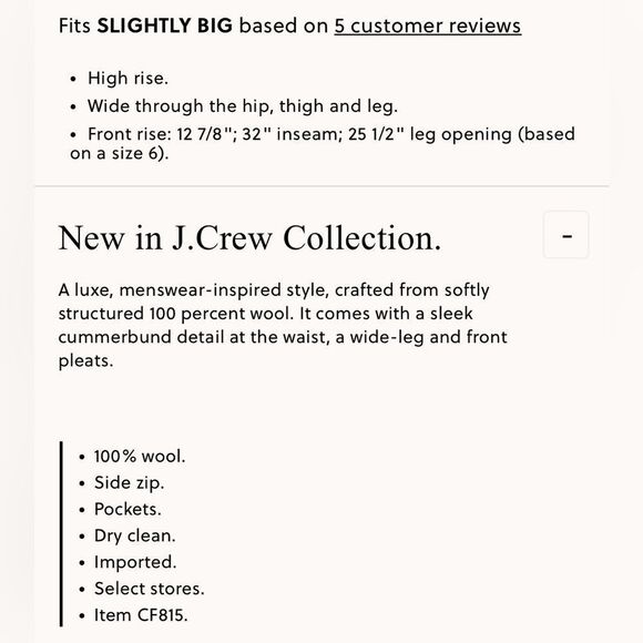 NWT J CREW TALL Collection wide-leg trouser pant in tuxedo wool in black - Picture 6 of 8